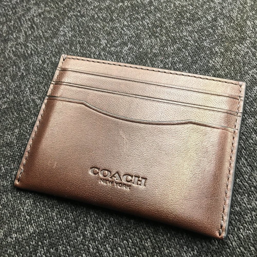 Coach Card Holder Wallet - Brown Leather